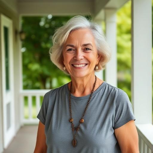 Linda Prescott on the porch of her new home in Franklin, Tennessee