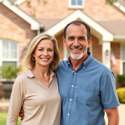 Rebecca and Tom Hartley in front of their new home in McKinney, Texas